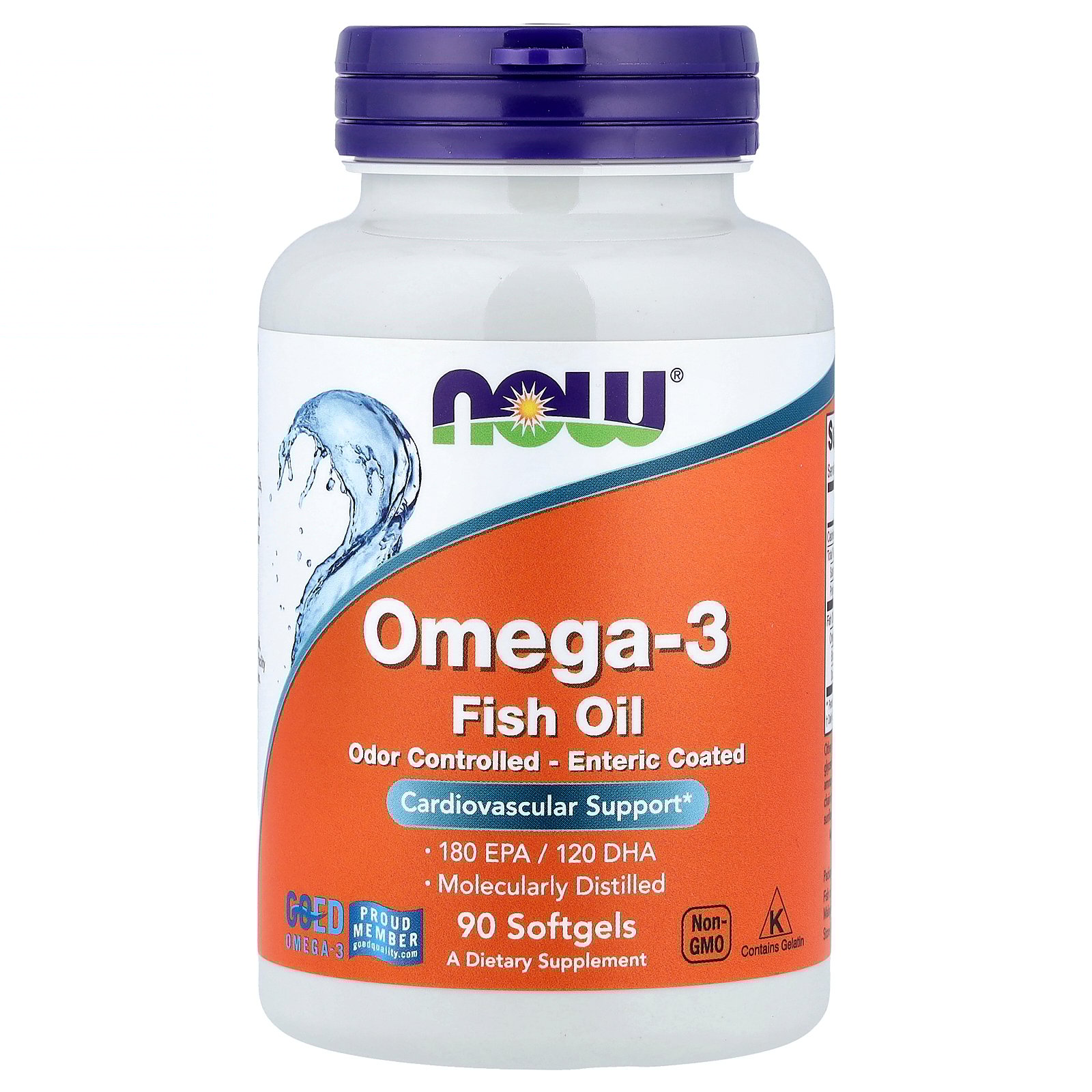 NOW Molecularly Distilled Omega-3 Softgels, 1000 Mg, 90 Ct