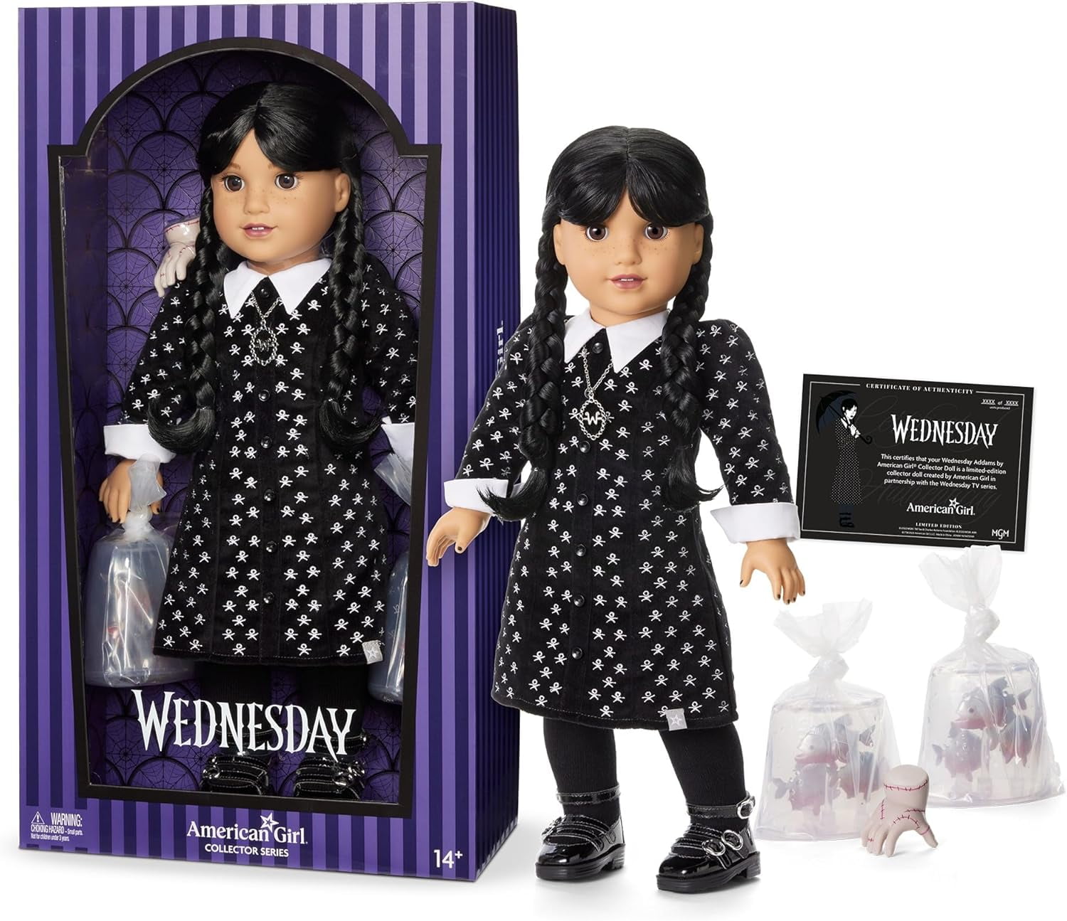 NOW - NEW American Girl 18-inch Doll Wednesday Addams Collector