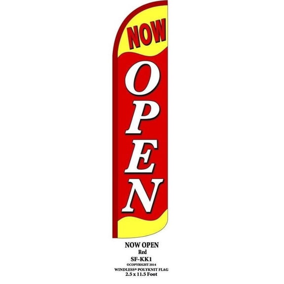 NOW OPEN KK1 Windless Swooper Flag Feather Banner Sign 2.5x11.5 Ft (Flag Only)