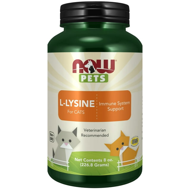 NOW Pet Health, LLysine Supplement, Powder, Formulated for Cats, NASC