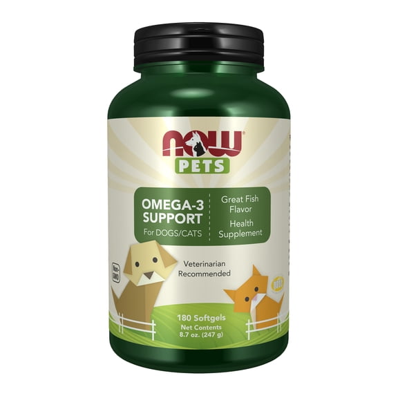 NOW Pet Health, Omega 3 Supplement, Formulated for Cats & Dogs, NASC Certified, 180 Softgels