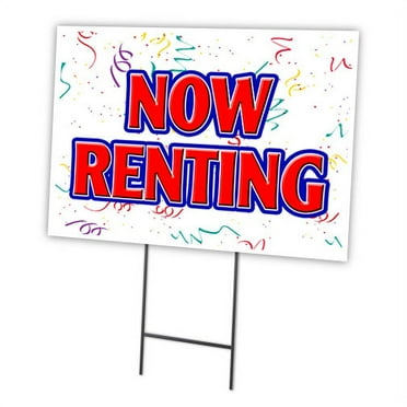 NOW RENTING 18"x24" Yard Sign & Stake | Advertise Your Business | Stake Included Image On Front Only | Made in The USA