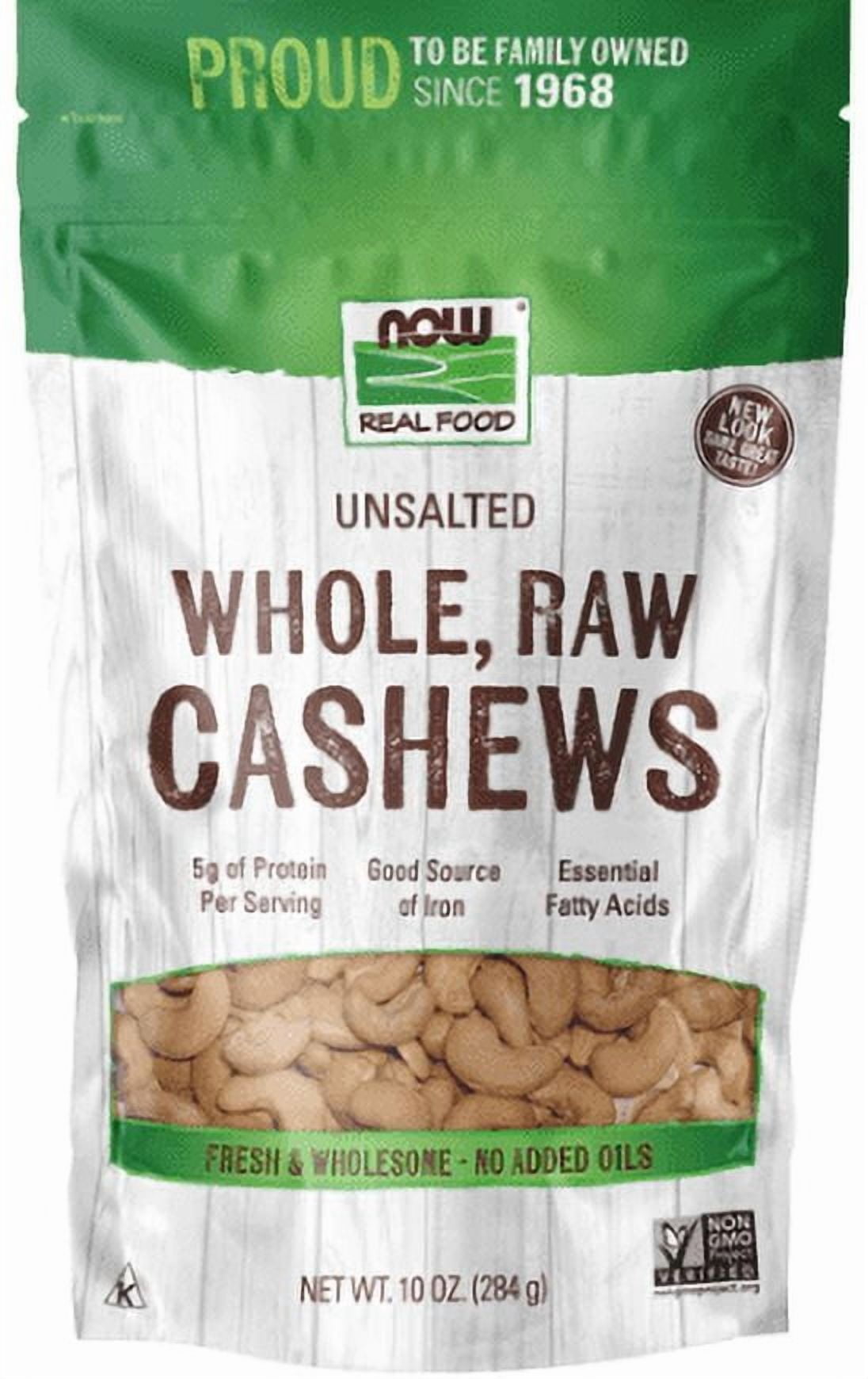 NOW Real Food Whole Raw Cashews Unsalted -- 10 oz Pack of 3