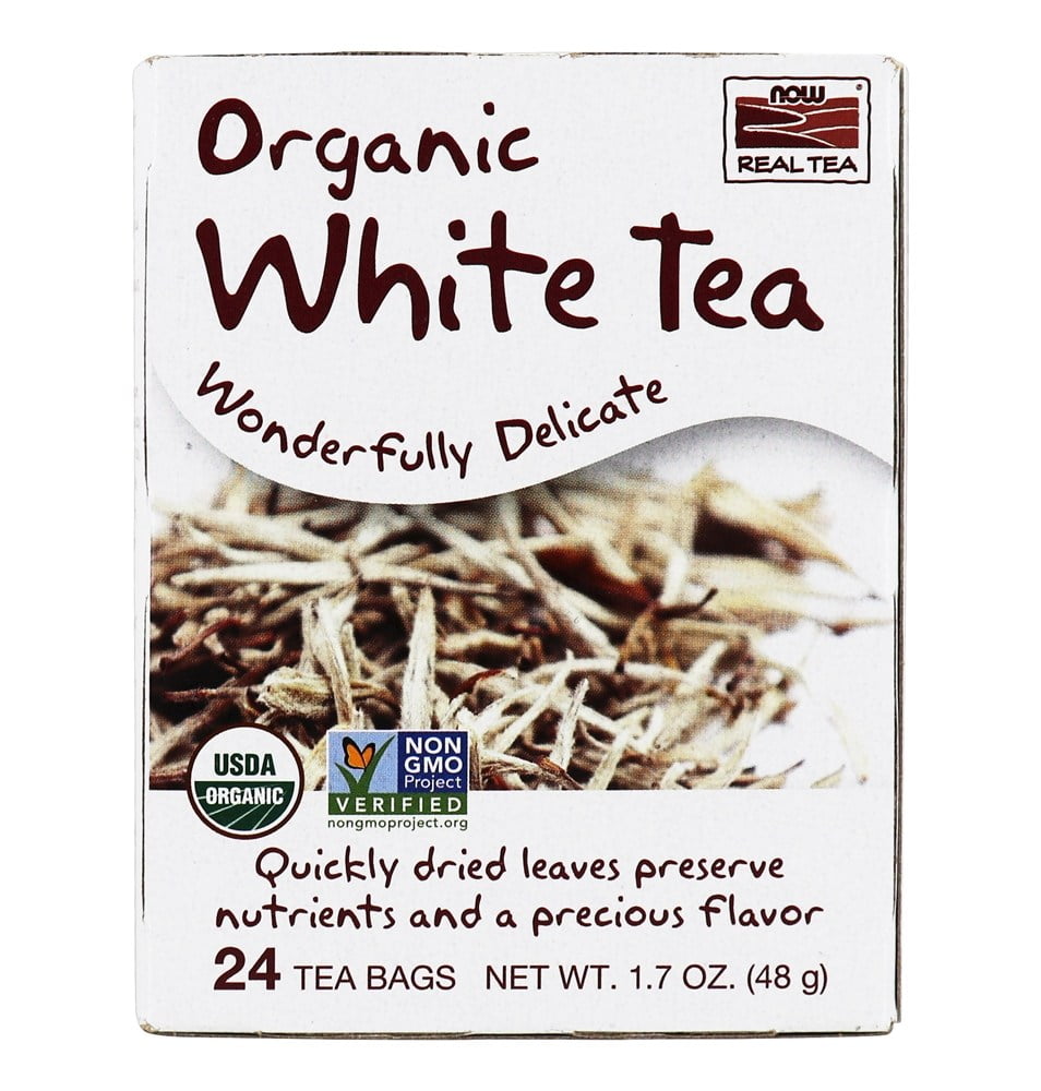 NOW Real Tea Organic White Tea Bags, 24 Ct