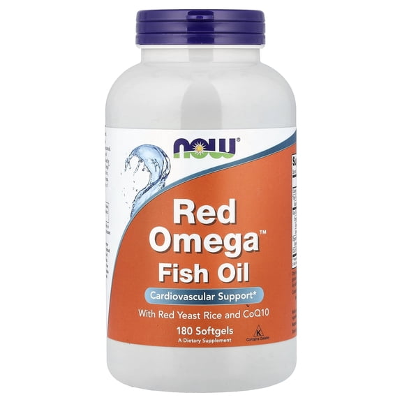 NOW Red Omega Red Yeast Rice + CoQ10 Softgels, 30 Mg, 180 Ct