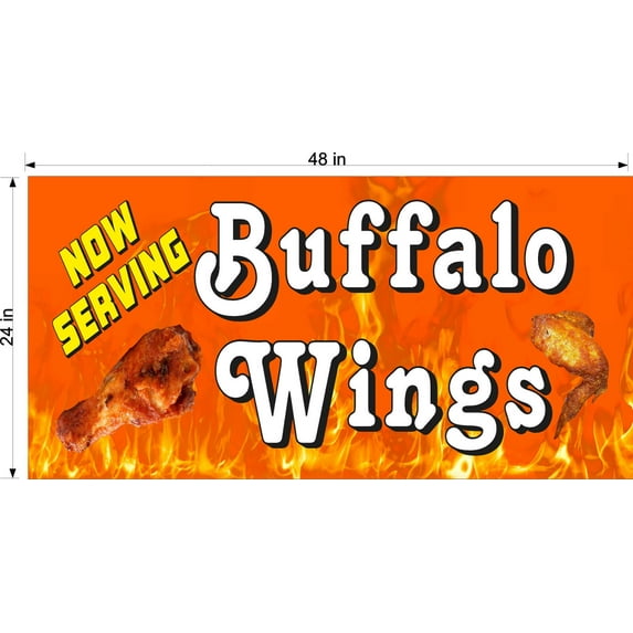 NOW SERVING BUFFALO WINGS VINYL BANNER