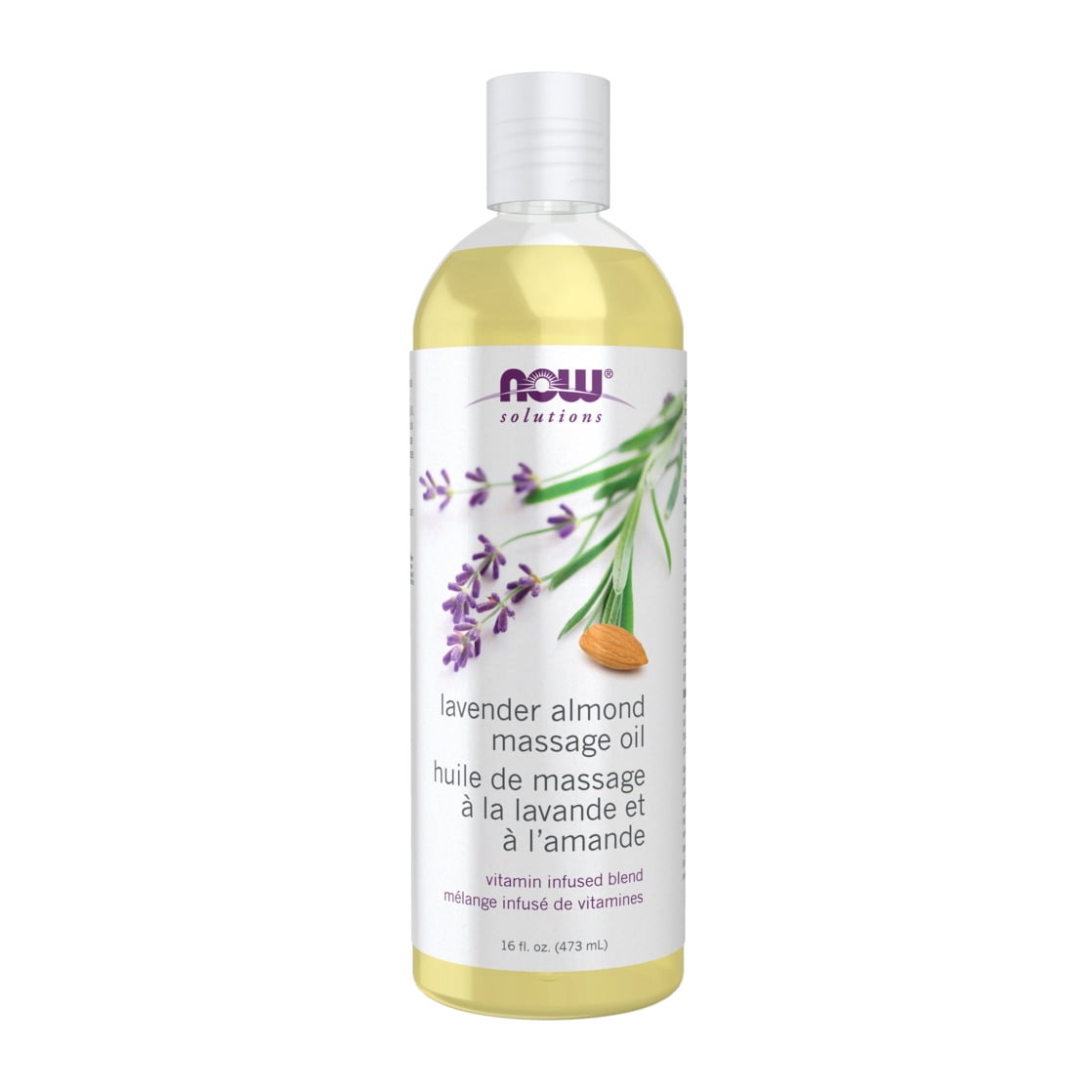 NOW Solutions, Lavender Almond Massage Oil, Vitamin Infused Blend, Therapeutic and Soothing, 16-Ounce