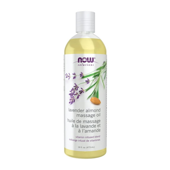 NOW Solutions, Lavender Almond Massage Oil, Vitamin Infused Blend, Therapeutic and Soothing, 16-Ounce