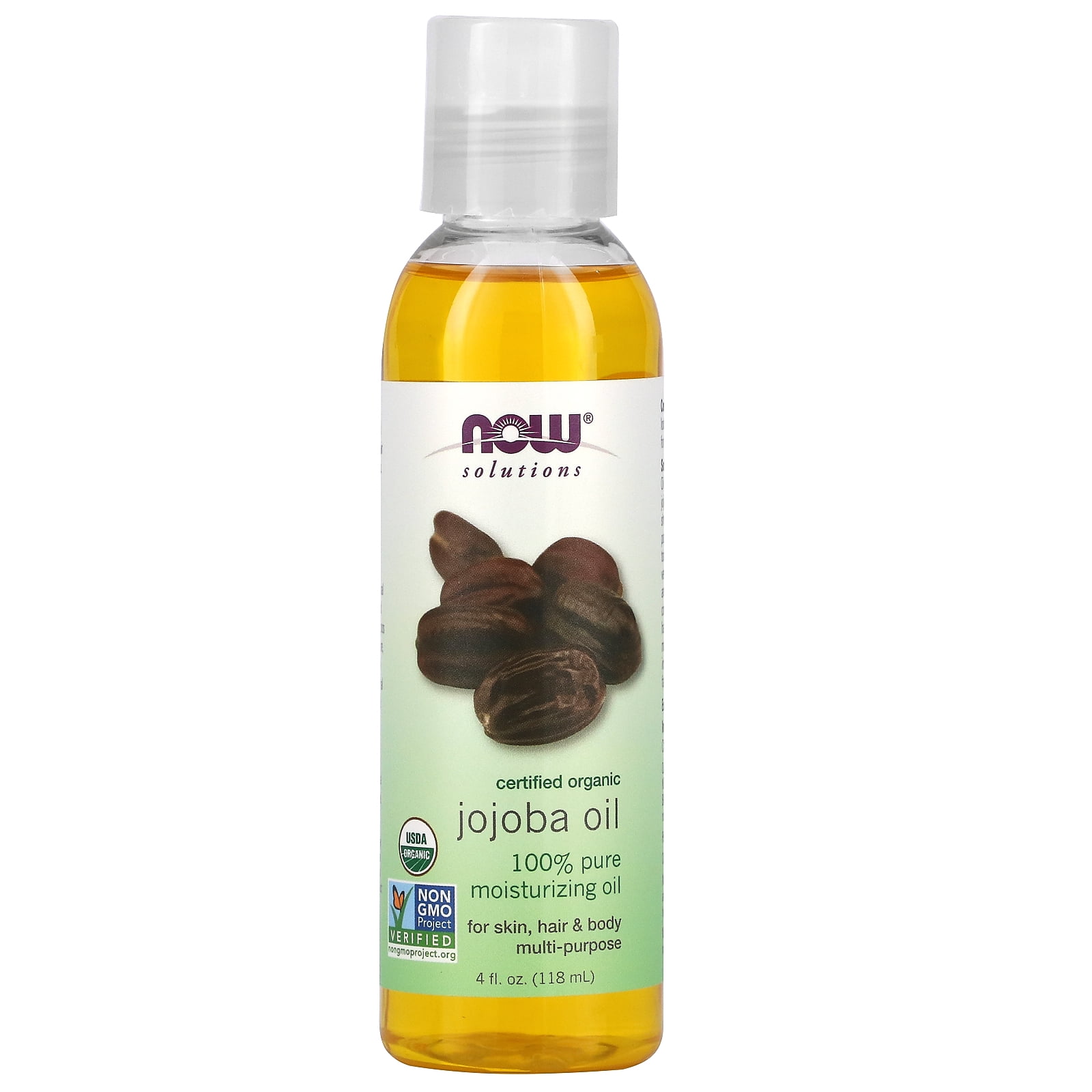 NOW Solutions, Organic Jojoba Oil, Moisturizing Multi-Purpose Oil for Face, Hair and Body, 4-Ounce