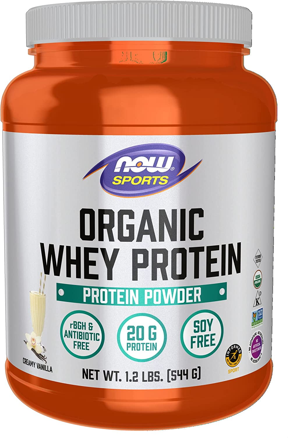 NOW Sports® GrassFed Whey Protein Concentrate Creamy Vanilla 1.2 lbs