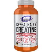 NOW Sports Nutrition, Kre-Alkalyn Creatine 750 mg, Mass Building*/Energy Production*, 240 Veg Capsules