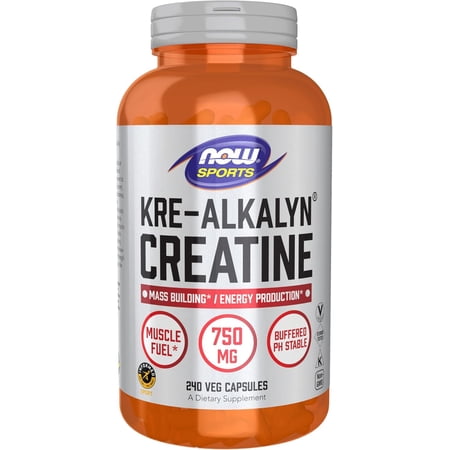 NOW Sports Nutrition, Kre-Alkalyn Creatine 750 mg, Mass Building*/Energy Production*, 240 Veg Capsules