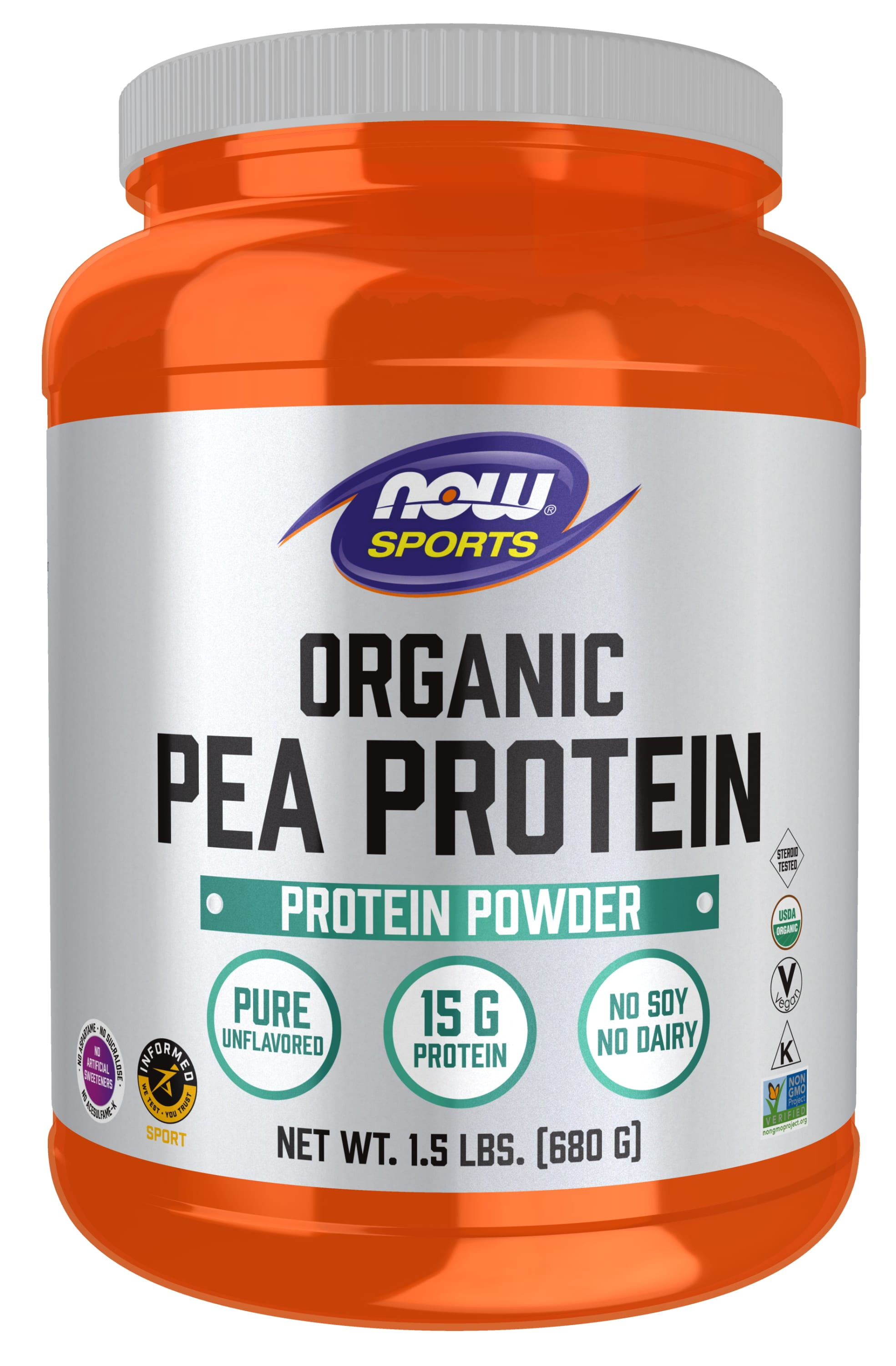NOW Sports Nutrition, Certified Organic Pea Protein 15 Grams