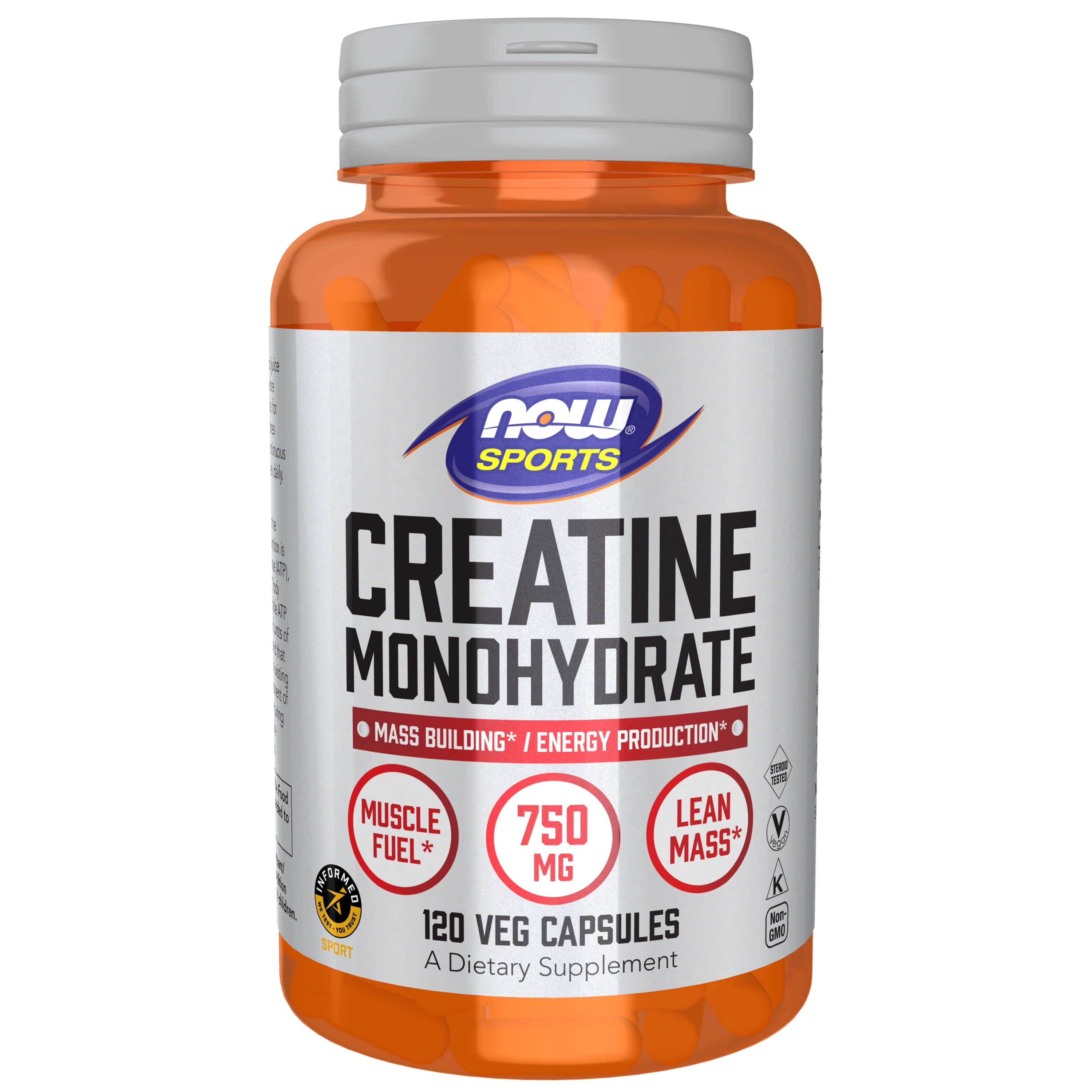 NOW Sports Nutrition, Creatine Monohydrate 750 mg, Mass Building*/Energy Production*, 120 Veg Caps