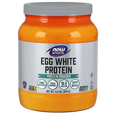 NOW Sports Nutrition, Egg White Protein, 16 g With BCAAs, Unflavored Powder, 1.2-Pound