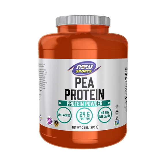 NOW Sports Nutrition, Pea Protein 24 g, Fast Absorbing, Unflavored Powder, 7-Pound