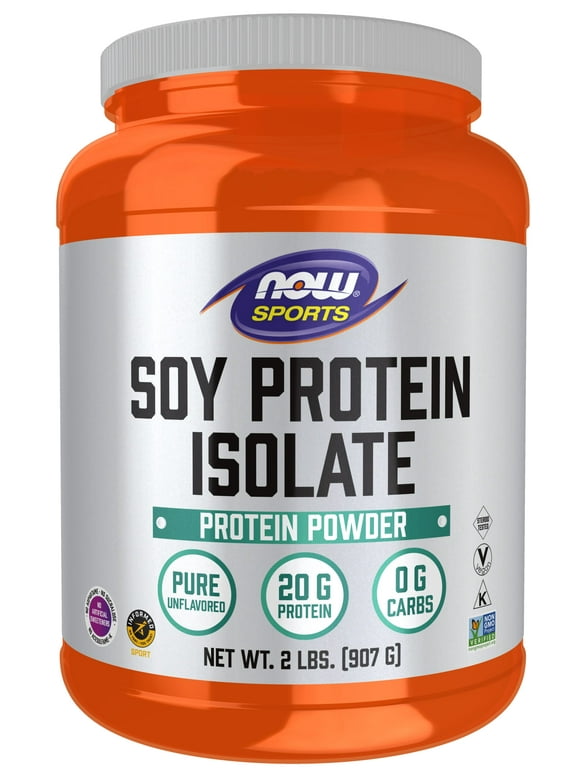 NOW Sports Nutrition, Soy Protein Isolate 20 g, 0 Carbs, Unflavored Powder, 2-Pound