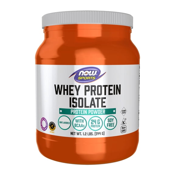 NOW Sports Nutrition, Whey Protein Isolate, 25 g With BCAAs, Unflavored Powder, 1.2-Pound