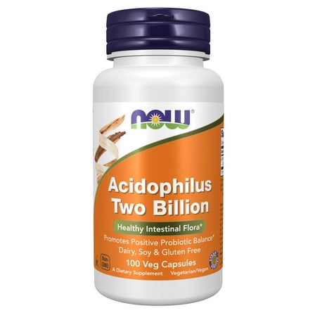 NOW Supplements, Acidophilus, Two Billion, Strain Verified, Healthy Intestinal Flora*, 100 Veg Capsules