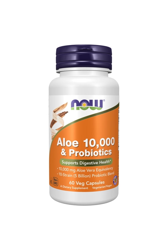 Supplements, Aloe 10,000 & Probiotics with 10-Strain (5 Billion) Probiotic Blend, 60 Veg Capsules