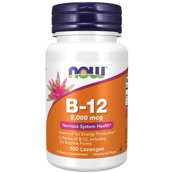 NOW Supplements, B-12 2,000 mcg, Energy Production*, Nervous System Health*, 100 Lozenges