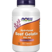 NOW Supplements, Beef Gelatin 550 mg, Hydrolyzed, Nutritional Support, 200 Capsules