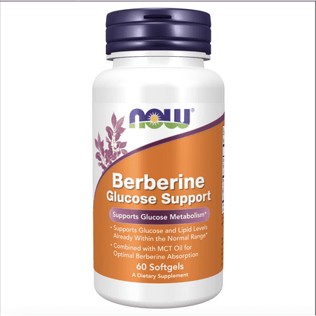 NOW Foods Supplement, Berberine Glucose Support, Combined with MCT Oil, 60 Softgels