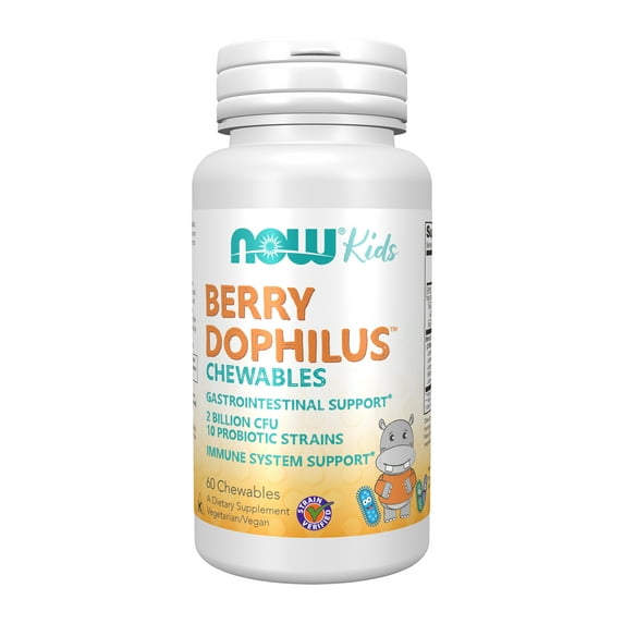 NOW Supplements, BerryDophilus™ with 2 Billion, 10 Probiotic Strains, 60 Chewables, Packaging May Vary
