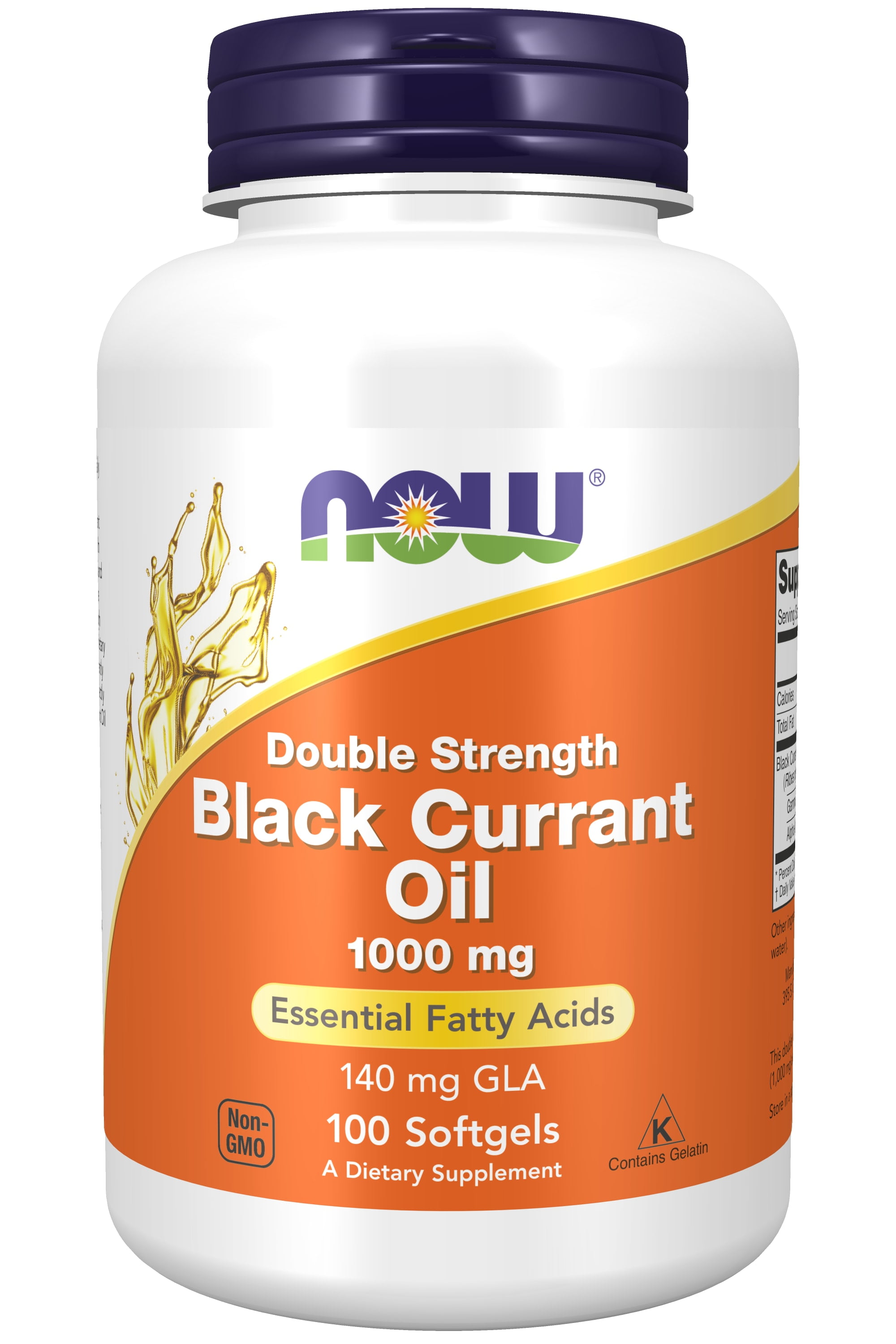 NOW Black Currant Oil 1000mg Capsules, Food Supplement with 140mg GLA
