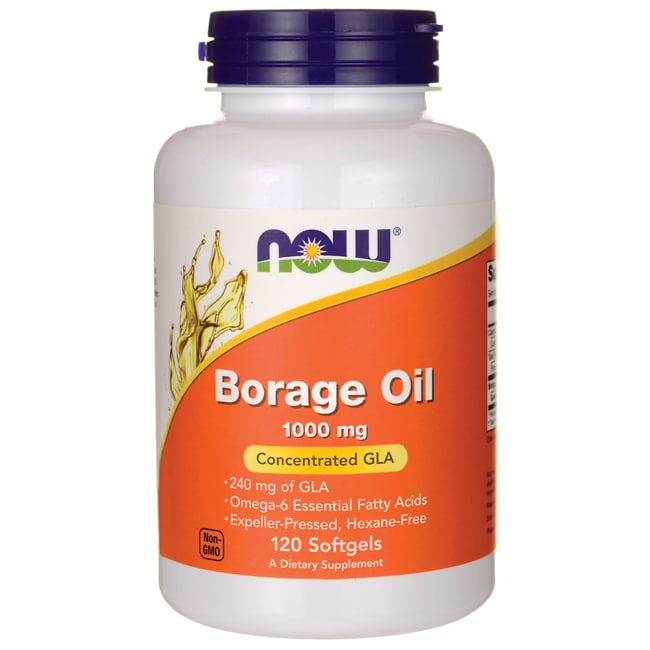 NOW Supplements Borage Oil 1000 mg with 240mg of GLA Gamma Linolenic Acid 120 Softgels