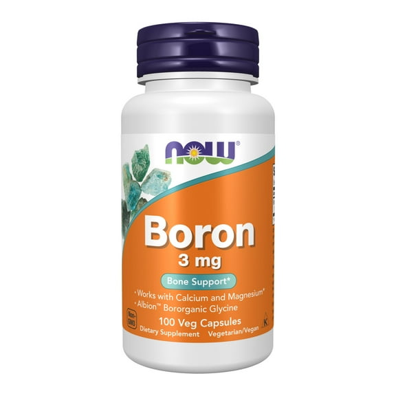 NOW Supplements, Boron 3 mg (Bororganic Glycine), Structural Support*, 100 Veg Capsules