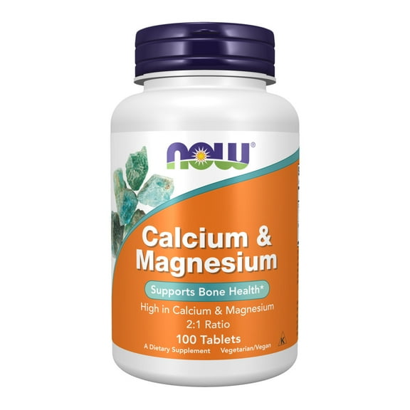 NOW Supplements, Calcium & Magnesium 2:1 Ratio, High Potency, Supports Bone Health*, 100 Tablets