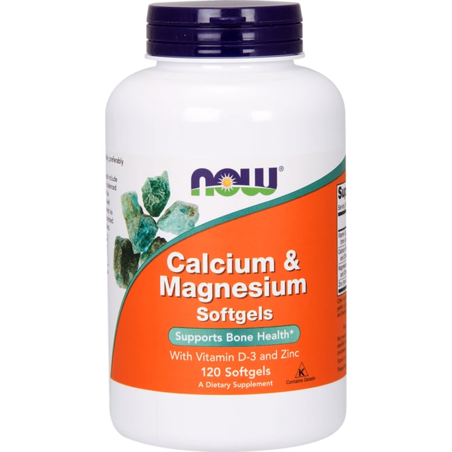 NOW Supplements, Calcium & Magnesium with Vitamin D-3 and Zinc, Supports  Bone Health*, 120 Softgels 