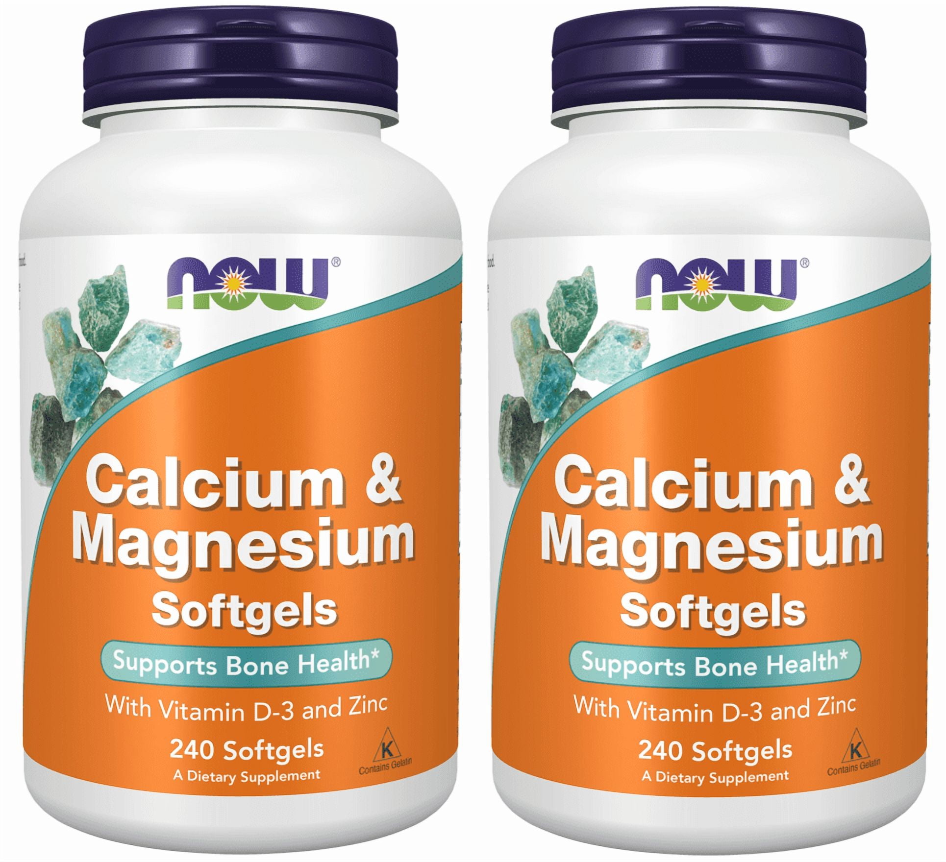 NOW Supplements, Calcium & Magnesium with Vitamin D-3 and Zinc, Supports Bone Health*, 240 Softgels (Pack of 2)