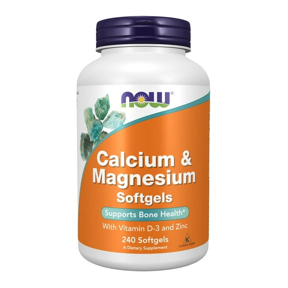NOW Supplements, Calcium & Magnesium with Vitamin D-3 and Zinc, Supports Bone Health*, 240 Softgels