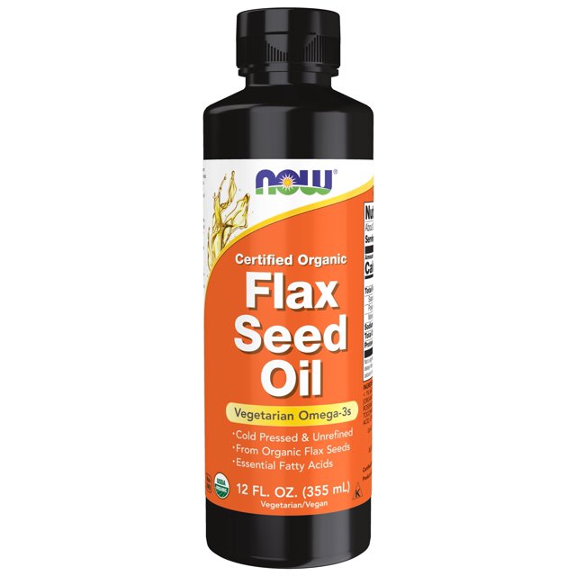 NOW Supplements, Certified Organic Flax Seed Oil Liquid, ColdPressed