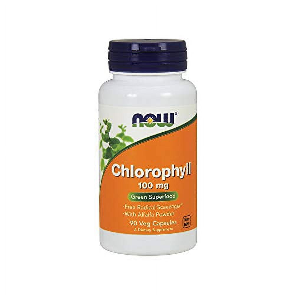 NOW Supplements, Chlorophyll 100 mg with Alfalfa Powder, Green