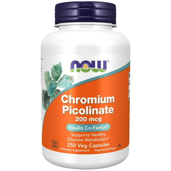 NOW Supplements, Chromium Picolinate 200 mcg, Insulin Co-Factor*, 250 Veg Capsules