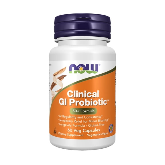 NOW Supplements, Clinical GI Probiotic, 50+ Formula, Strain Verified, 60 Veg Capsules