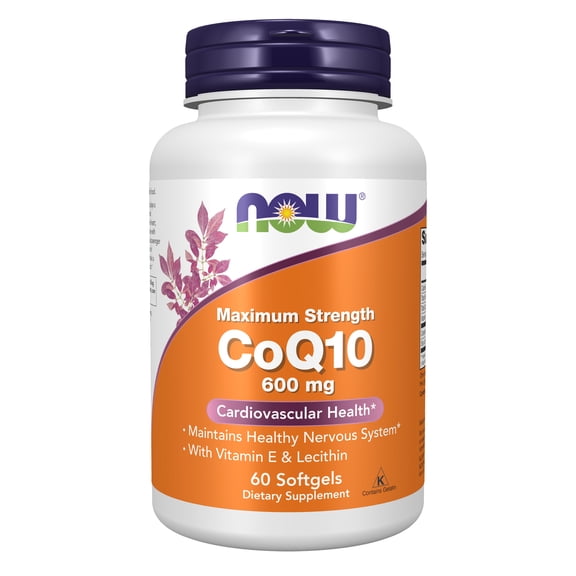 NOW Supplements, CoQ10 600 mg, Maximum Strength with Vitamin E & Lecithin, 60 Softgels