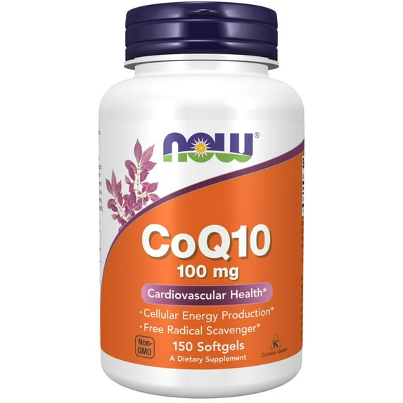 NOW Supplements, CoQ10 (Coenzyme Q10) 100 mg, Cardiovascular Health*, Cellular Energy Production*, Free Radical Scavenger* 150 Softgels