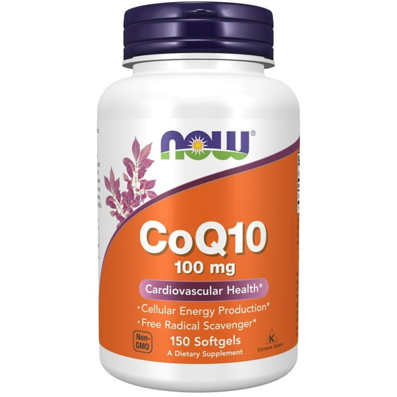 NOW Supplements, CoQ10 (Coenzyme Q10) 100 mg, Cardiovascular Health*, Cellular Energy Production*, Free Radical Scavenger* 150 Softgels