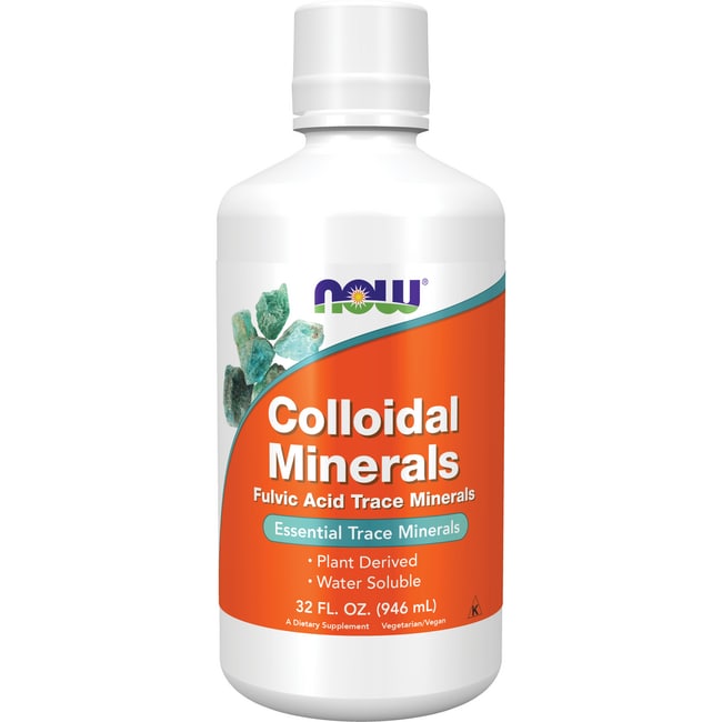NOW Supplements, Colloidal Minerals Liquid, Plant Derived, Essential Trace Minerals, 32Ounce