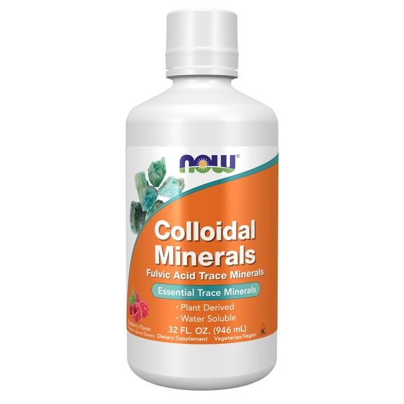 NOW Supplements, Colloidal Minerals Liquid, Plant Derived, Raspberry, 32-Ounce
