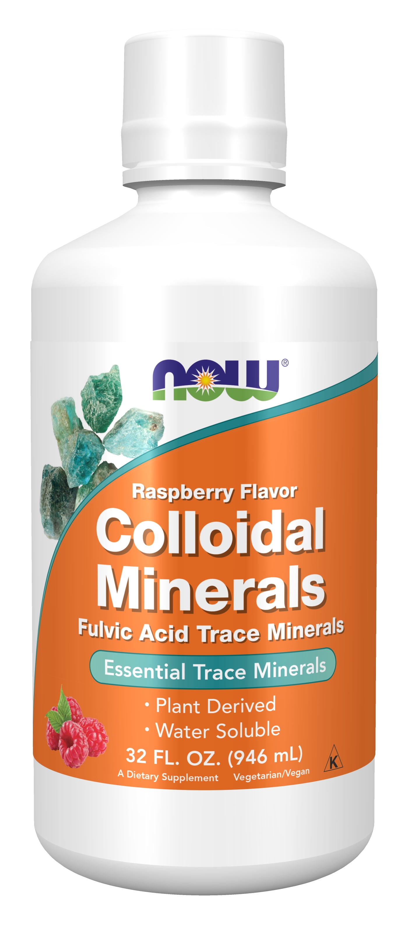 NOW Supplements, Colloidal Minerals Liquid, Plant Derived, Raspberry