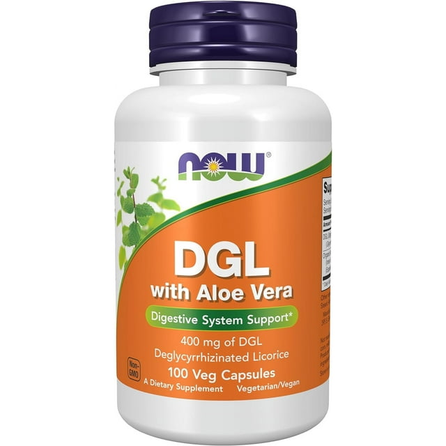 NOW Supplements, DGL with Aloe Vera (Deglycyrrhizinated Licorice) Dietary Supplement, 100 Veg