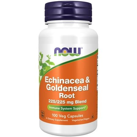 NOW Supplements, Echinacea & Goldenseal Root, 225/225 mg Blend, Immune System Support*, 100 Veg Capsules