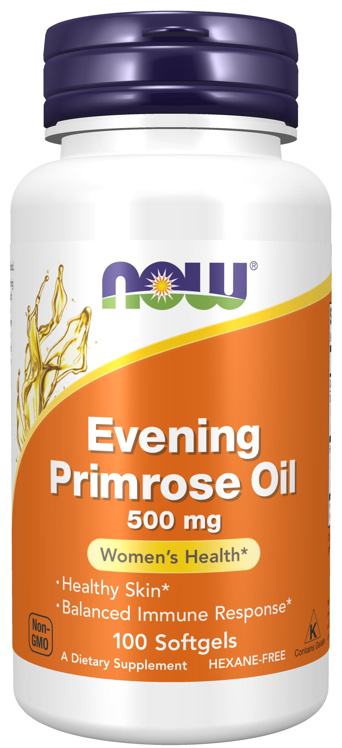 NOW Supplements, Evening Primrose Oil 500 mg with Naturally Occurring GLA Gamma-Linolenic Acid, 100 Softgels