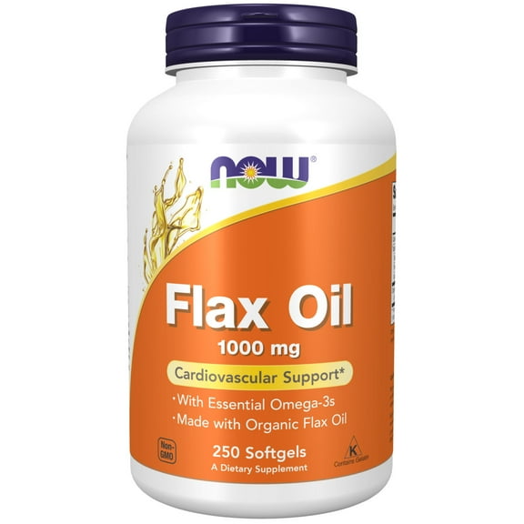 NOW Supplements, Flax Oil 1,000 mg made with Flax Oil, Cardiovascular Support*, 250 Softgels