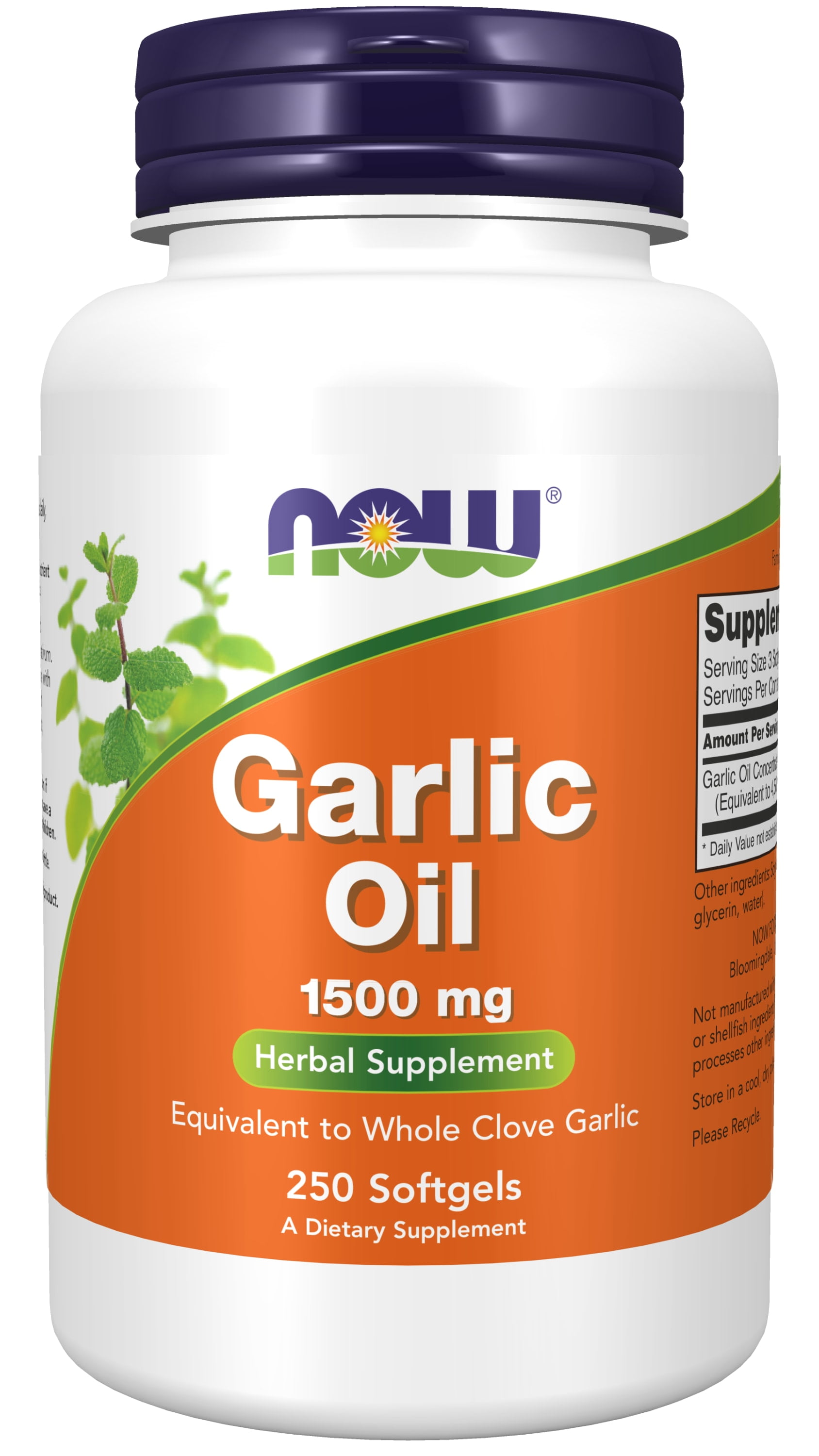 NOW Supplements, Garlic Oil 1500 mg, Serving Size Equivalent to Whole